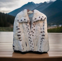 Load image into Gallery viewer, Vintage City Furs Of London Rabbit Fur Jacket Ivory/Brown Spotted Short Coat
