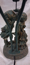 Load image into Gallery viewer, Vintage Art Nouveau Style Double Tulip Glass Table Lamp Romantic Kissing Couple
