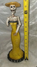 Load image into Gallery viewer, Day of the Dead La Catrina Skeleton Lady Figurine Yellow Dress Resin Statue 13"
