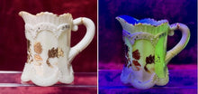 Load image into Gallery viewer, Antique Northwood Chrysanthemum Sprig Custard Glass Creamer Uranium Glow EAPG
