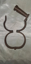 Load image into Gallery viewer, Antique Iron Leg Shackle Fetter w/ Original Key Double Ring Forged Iron Restrain
