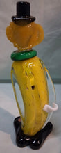 Load image into Gallery viewer, Vintage Murano Italy Art Glass Clown Figurine Yellow Top Hat 8” Label
