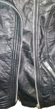 Load image into Gallery viewer, Red Leather ette Women's Black Leather Moto Biker Jacket Quilted Sleeves Size 10
