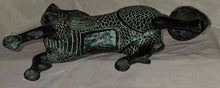 Load image into Gallery viewer, Vintage Chinese Bronze Tone Dragon Beast Figurine Green Patina Statue 7.5"
