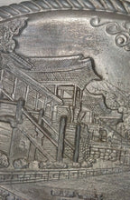 Load image into Gallery viewer, Vintage Bulguksa Temple Korea Pewter Relief Tray Oval Dragon Souvenir 12"
