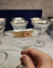 Load image into Gallery viewer, 6 TIFFIN-FRANCISCAN CRYSTAL 5" SILVER RIM ETCHED Cocktail GLASSES
