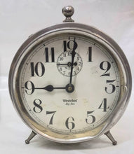 Load image into Gallery viewer, Vintage Westclox Big Ben Wind Up Alarm Clock Silver Metal Working Made in USA
