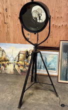 Load image into Gallery viewer, Vintage Industrial Searchlight Floor Lamp Tripod Spotlight Theater Light 72”
