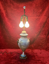 Load image into Gallery viewer, Signed F Peroche Hand Painted French Sevres Porcelain Urn Brass Lamp 28”
