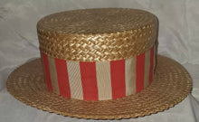 Load image into Gallery viewer, Antique 1920’s-30’s Adam Regent Boater, Skimmer Or Sennit Straw Hat Size 7 1/4”
