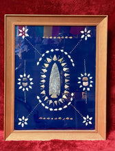 Load image into Gallery viewer, Native American Art Display Arrowheads &amp; Stones Framed w/ Glass Picture 26.5x33
