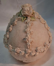 Load image into Gallery viewer, Vintage Sugar Egg Easter Diorama Panorama Egg Bunny Cottage Roses Handmade
