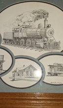 Load image into Gallery viewer, Louis Gregoire 1989 Original Pen &amp; Ink Railroad Train Frisco Locomotive Framed
