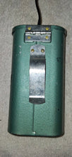 Load image into Gallery viewer, Vintage Justrite USA Battery-Powered Headlamp Green Metal Case W/ Strap
