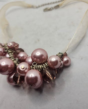 Load image into Gallery viewer, CATHERINE STEIN Style Pink GATHERED MULTI BEAD Pearlescent And Faceted NECKLACE
