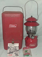 Load image into Gallery viewer, Vintage Coleman 200A Red Lantern w/ Red Metal Carrying Case &amp; Manual
