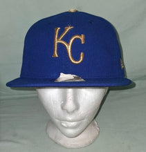 Load image into Gallery viewer, New Era 59FIFTY Kansas City Royals Hat Size 7 Royal Blue Gold Fitted Cap
