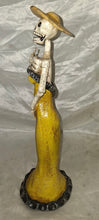 Load image into Gallery viewer, Day of the Dead La Catrina Skeleton Lady Figurine Yellow Dress Resin Statue 13"
