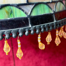 Load image into Gallery viewer, Vintage Tiffany Style Stained Glass Dome Table Lamp Dual Socket Beaded Tassels
