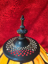 Load image into Gallery viewer, Unique, matching pair of vintage Tiffany style stained glass lamps 24”

