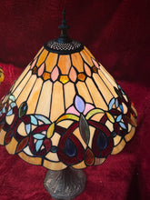 Load image into Gallery viewer, Unique, matching pair of vintage Tiffany style stained glass lamps 24”
