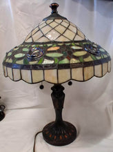 Load image into Gallery viewer, Tiffany Style Stained Glass Table Lamp Floral Rose Shade Bronze Base 2-Light
