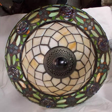 Load image into Gallery viewer, Tiffany Style Stained Glass Table Lamp Floral Rose Shade Bronze Base 2-Light

