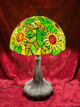 Load image into Gallery viewer, Beautiful Vintage large Tiffany style table lamp with sunflower motif 31“ x 19“
