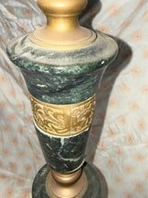 Load image into Gallery viewer, Beautiful vintage Tiffany style floor lamp with green marble and brass base
