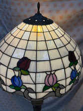 Load image into Gallery viewer, Beautiful vintage Tiffany style floor lamp with green marble and brass base
