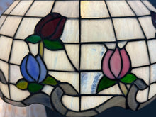 Load image into Gallery viewer, Beautiful vintage Tiffany style floor lamp with green marble and brass base
