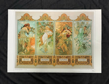 Load image into Gallery viewer, Alphonse Mucha Four Seasons Art Nouveau Lithograph Print Mucha Museum 1998 25x35
