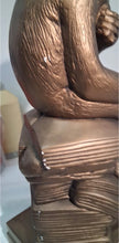 Load image into Gallery viewer, Vintage 1969 Austin Sculpture Darwin Thinking Ape Monkey Statue Holding Skull
