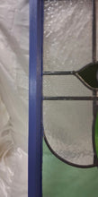 Load image into Gallery viewer, Vintage Stained Glass Cabinet Door Window Panel Floral Design Blue Wood Frame
