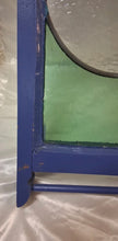 Load image into Gallery viewer, Vintage Stained Glass Cabinet Door Window Panel Floral Design Blue Wood Frame
