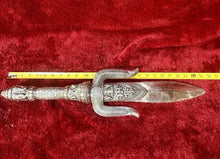 Load image into Gallery viewer, Large Thai Brahma Ritual Trident Dagger Sword Silver Tone 25” Heavy 6 lbs.

