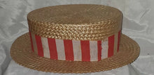 Load image into Gallery viewer, Antique 1920’s-30’s Adam Regent Boater, Skimmer Or Sennit Straw Hat Size 7 1/4”
