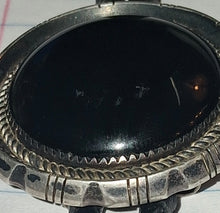 Load image into Gallery viewer, Vintage LTT Sterling Silver Black Onyx Bolo Tie Southwestern Western Leather
