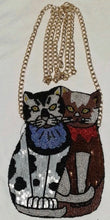 Load image into Gallery viewer, Vintage TST Art Beaded Cat Purse Shoulder Bag Handmade Glass Beads Double Cat
