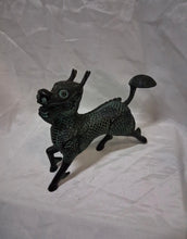 Load image into Gallery viewer, Vintage Chinese Bronze Tone Dragon Beast Figurine Green Patina Statue 7.5"
