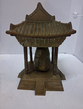 Load image into Gallery viewer, Vintage Oriental Solid Brass Gong Bell Prayer Pagoda Temple 10”
