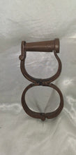 Load image into Gallery viewer, Antique Iron Leg Shackle Fetter w/ Original Key Double Ring Forged Iron Restrain
