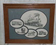 Load image into Gallery viewer, Louis Gregoire 1989 Original Pen &amp; Ink Railroad Train Frisco Locomotive Framed
