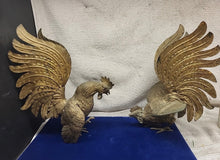 Load image into Gallery viewer, Vintage Brass Fighting Rooster Figurines/Bookends Made in Japan
