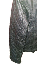 Load image into Gallery viewer, Red Leather ette Women's Black Leather Moto Biker Jacket Quilted Sleeves Size 10
