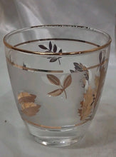 Load image into Gallery viewer, Vintage Libbey Set of 6 Gold Leaf Frosted Rocks Whiskey Lowball Glasses 3"
