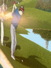 Load image into Gallery viewer, E9- Vintage H. Hargrove "Teeing Off" Art Framed Print On Canvas HAND SIGNED
