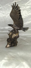 Load image into Gallery viewer, Wings of Glory Bald Eagle Figurine by Ronald Van Ruyckevelt 1990 Bronze Tone 12"
