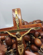 Load image into Gallery viewer, Massive Vintage 74” Olive Wood Rosary Heart Shaped Center
