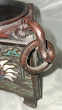 Load image into Gallery viewer, Vintage Chinese Enamel Bronze Incense Burner Censer Foo Dog Lid
